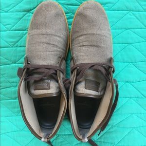 Salvatore Ferragamo lace-up gray canvas shoes